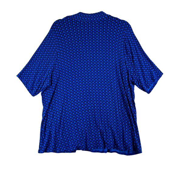 Sejour Short Sleeve Tunic Top Women's 2X Blue Geomectric Print Super Soft Cobalt - Picture 2 of 9
